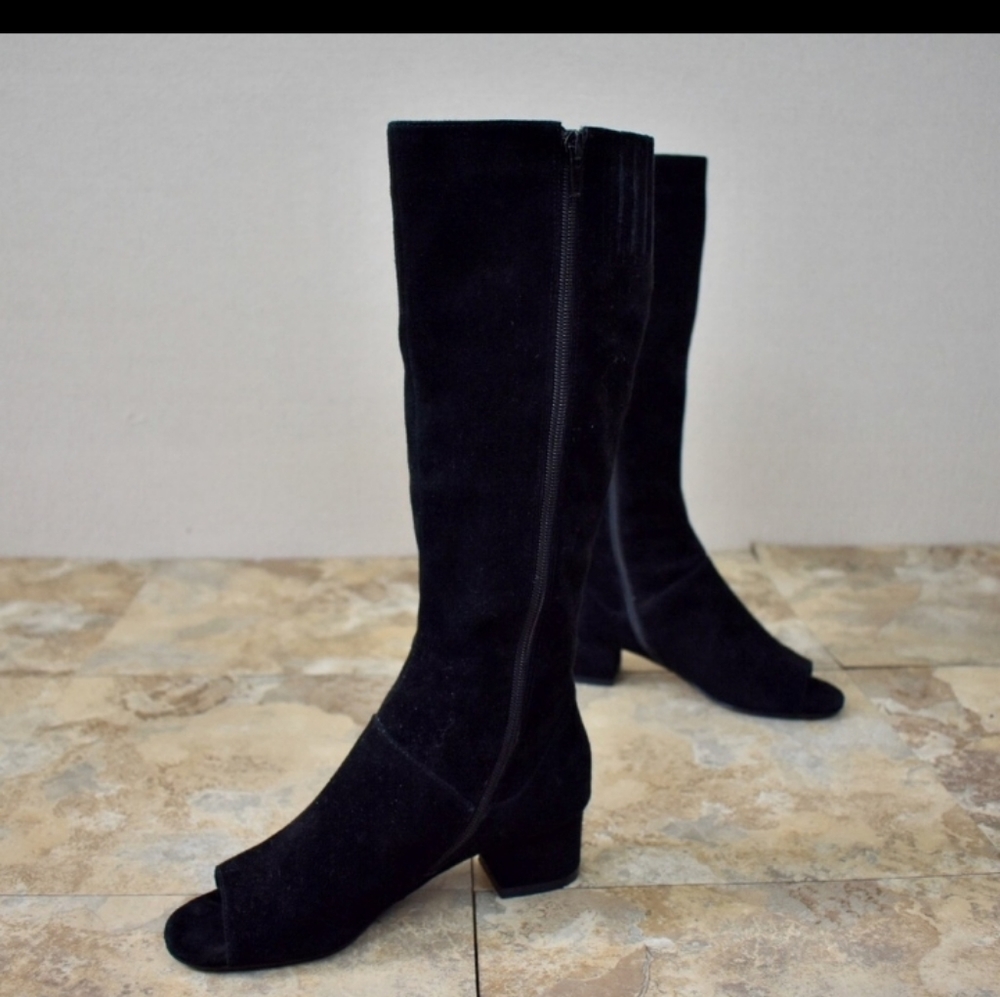 Jeffrey campbell suede peep toe boot